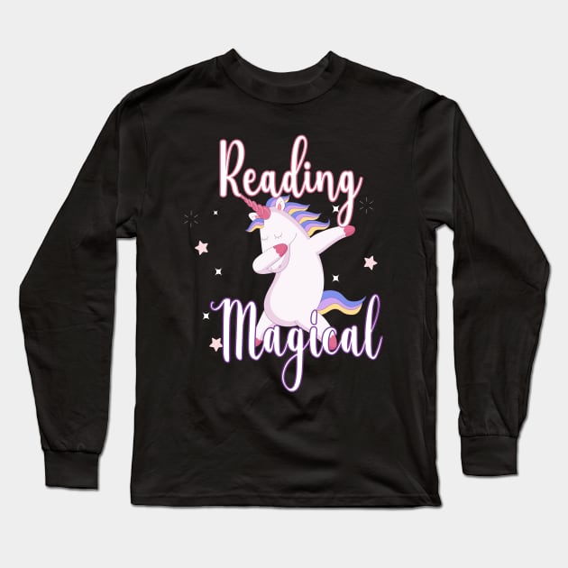 Reading Is Magical Unicorn - Cute Librarian Long Sleeve T-Shirt by WassilArt